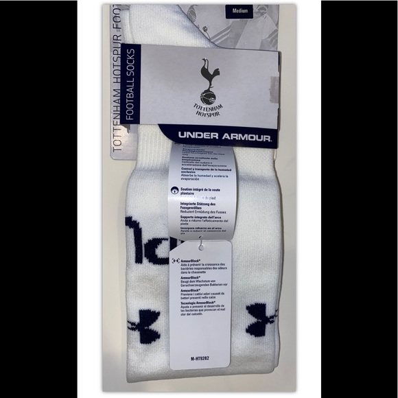 Under Armour UA OTC Spurs Soccer Socks 1 Pair Men 4-8.5 Wmn 7-10.5 White w/ Logo - Picture 5 of 13